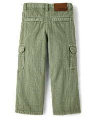 Girls Embroidered Floral Garment Dyed Wide Leg Cargo Jeans - Enchanted Garden