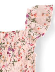 Robe à volants fleurie et smockée pour fille - Jardin enchanté