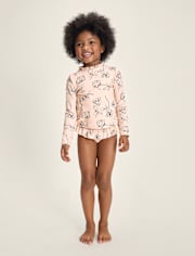 Girls Floral Rashguard Tankini Swimsuit - Swim Shop