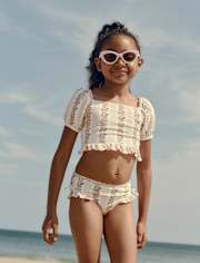 Girls Floral Puff Sleeve Tankini Swimsuit - Swim Shop