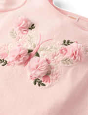 Haut à manches bouffantes brodé pour fille - Jardin enchanté