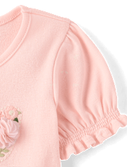 Haut à manches bouffantes brodé pour fille - Jardin enchanté