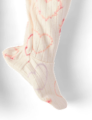 Baby Girls Floral Heart Pointelle Footed One Piece Pajamas - Gymmies