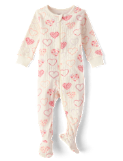 Baby Girls Floral Heart Pointelle Footed One Piece Pajamas - Gymmies