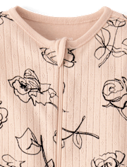 Baby Girls Rose Pointelle Snug Fit Cotton Footed One Piece Pajamas - Gymmies