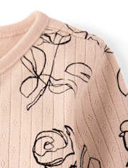 Baby Girls Rose Pointelle Snug Fit Cotton Footed One Piece Pajamas - Gymmies