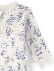 Pyjama une pièce en coton à pieds, coupe ajustée, motif toile de Jouy, pour bébé lapin - Gymmies