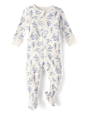 Baby Bunny Toile Snug Fit Cotton Footed One Piece Pajamas - Gymmies