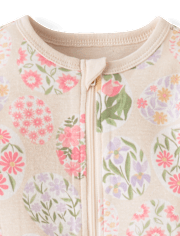 Baby Girls Floral Easter Egg Snug Fit Cotton Footed One Piece Pajamas - Gymmies