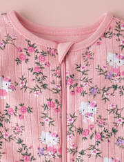 Baby Girls Hello Kitty® Floral Snug Fit Pointelle Footed One Piece Pajamas