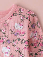 Baby Girls Hello Kitty® Floral Snug Fit Pointelle Footed One Piece Pajamas