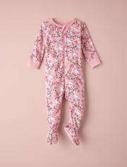 Baby Girls Hello Kitty® Floral Snug Fit Pointelle Footed One Piece Pajamas