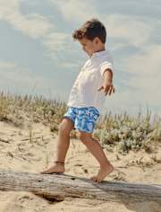 Boys Sea Creature Fairisle Swim Trunks - Swim Shop