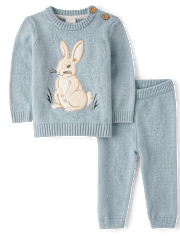 Baby Boys Applique Bunny Sweater 2-Piece Outfit Set - Homegrown by Gymboree