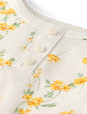 Girls Floral Snug Fit Cotton Henley Pajamas - Gymmies