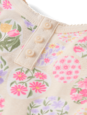 Girls Floral Easter Egg Snug Fit Cotton Henley Pajamas - Gymmies