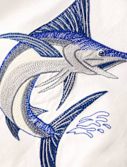 Haut à volants brodé espadon pour garçon - Driftwood Bay