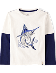 Haut à volants brodé espadon pour garçon - Driftwood Bay