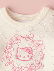 Baby Girls Hello KittyÂ® Embroidered Floral Pointelle 3-Piece Sweater Set