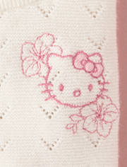 Baby Girls Hello KittyÂ® Embroidered Floral Pointelle 3-Piece Sweater Set