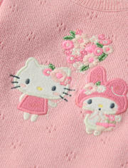 Baby Girls Hello Kitty® And Friends Applique Pointelle 3-Piece Sweater Set