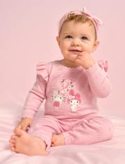 Baby Girls Hello Kitty® And Friends Applique Pointelle 3-Piece Sweater Set