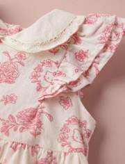 Baby Girls Hello KittyÂ® Floral Toile Dress 2-Piece Outfit Set