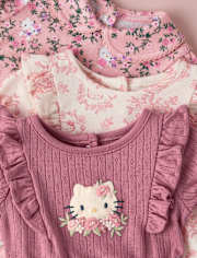 Baby Girls Hello Kitty® Floral Toile Bodysuit 3-Pack