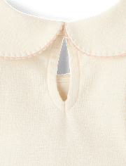 Girls Embroidered Bow Peter Pan Top - Petit Paris