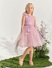 Girls Ombre Rosette Tulle One Shoulder Dress - Marchesa Mini x Gymboree