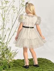 Girls Flocked Dot Bow Tulle Ruffle Dress - Marchesa Mini x Gymboree