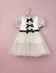 Girls Flocked Dot Bow Tulle Ruffle Dress - Marchesa Mini x Gymboree