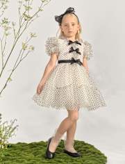 Girls Flocked Dot Bow Tulle Ruffle Dress - Marchesa Mini x Gymboree