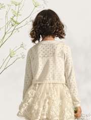 Girls Rosette Scalloped Pointelle Cardigan - Marchesa Mini x Gymboree