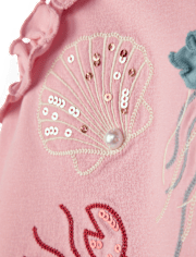 Girls Embroidered Sea Creature Ruffle Tank Top - Driftwood Bay