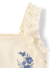 Girls Embroidered Sea Creature Ruffle Tank Top - Driftwood Bay