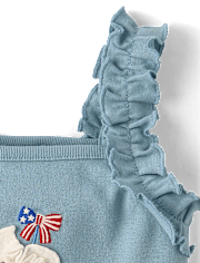 Girls Embroidered Cupcake Ruffle Tank Top - Nantucket Charm