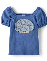 Girls Embroidered Floral Puff Sleeve Top - Driftwood Bay