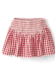 Girls Gingham Seersucker V-Waist Skort - Nantucket Charm