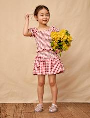 Girls Gingham Seersucker V-Waist Skort - Nantucket Charm