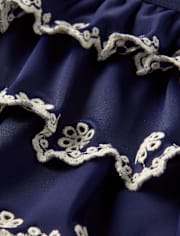 Girls Embroidered Eyelet Tiered Tankini Swimsuit - Swim Shop