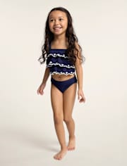 Girls Embroidered Eyelet Tiered Tankini Swimsuit - Swim Shop