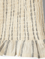 Girls Striped Textured Smocked Bow Shoulder Tank Top - Driftwood Bay