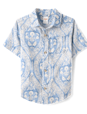 Boys Matching Family Paisley Linen-Blend Button Up Shirt - Linen Edit