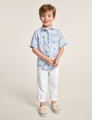 Boys Matching Family Paisley Linen-Blend Button Up Shirt - Linen Edit