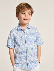 Boys Matching Family Paisley Linen-Blend Button Up Shirt - Linen Edit
