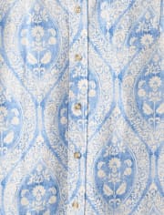Mens Matching Family Paisley Linen-Blend Button Up Shirt - Linen Edit