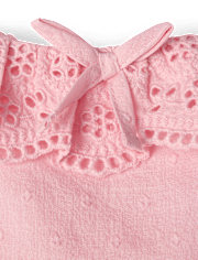 Girls Embroidered Eyelet Clip Dot Ruffle Dress - Driftwood Bay