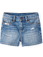 Girls Ripped Floral Patchwork Jean Shorts - Nantucket Charm