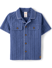 Boys Textured Button Up Shirt - Driftwood Bay
